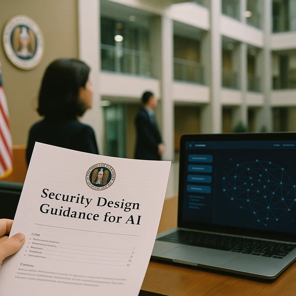 A government building interior featuring document, interface, related to NSA Issues Security Design Guidance for AI Automation Using  from an unusual angle or perspective