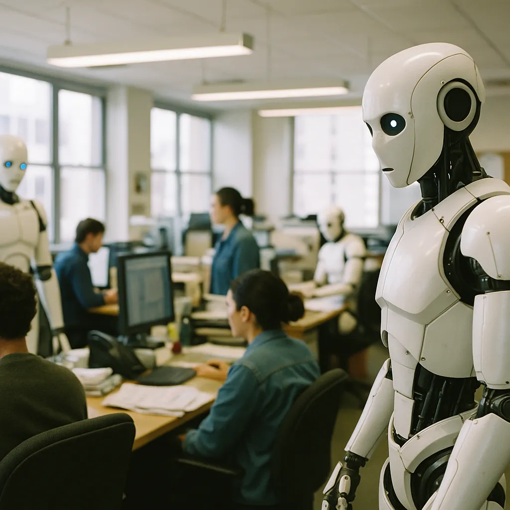 A newsroom featuring Robots, robots, related to a chip manufacturer Is Betting That AI-Trained Robots Can Re