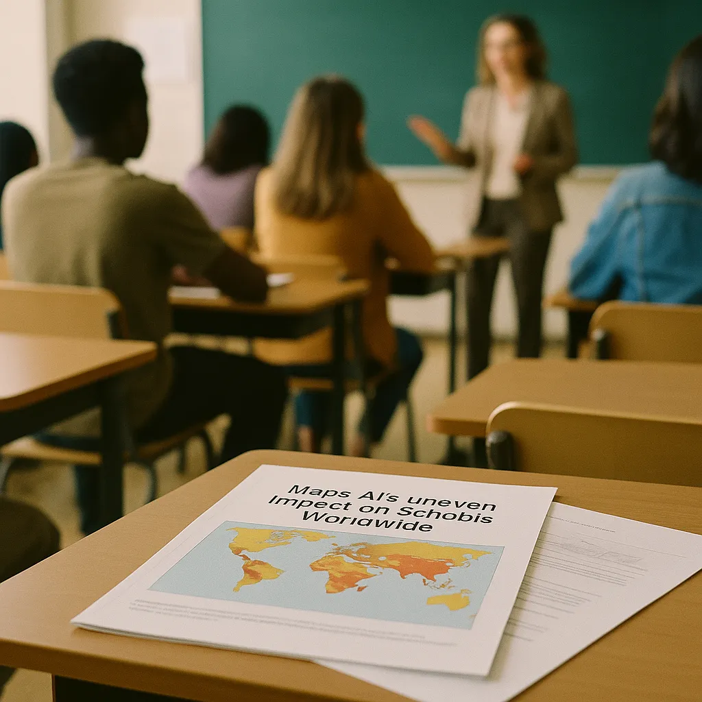 A classroom featuring documents, document, related to Maps AI's Uneven Impact on Schools Worldwide