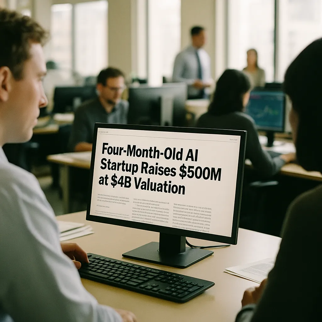 A newsroom related to Four-Month-Old AI Startup Raises $500M at $4B Valuation to A