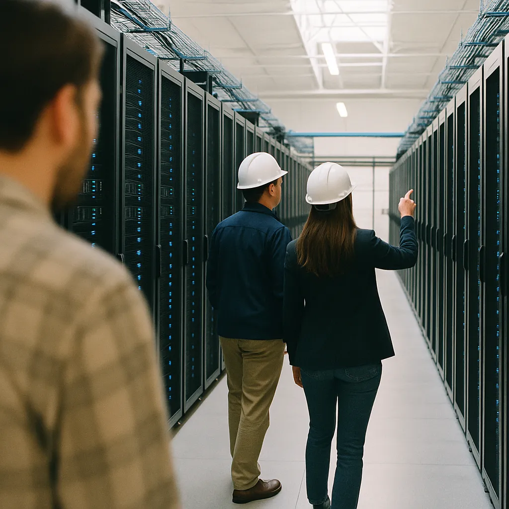 A data center featuring Data Centers, data center, related to 47% of Americans Oppose AI Data Centers Near Their Homes. Pr from an unusual angle or perspective
