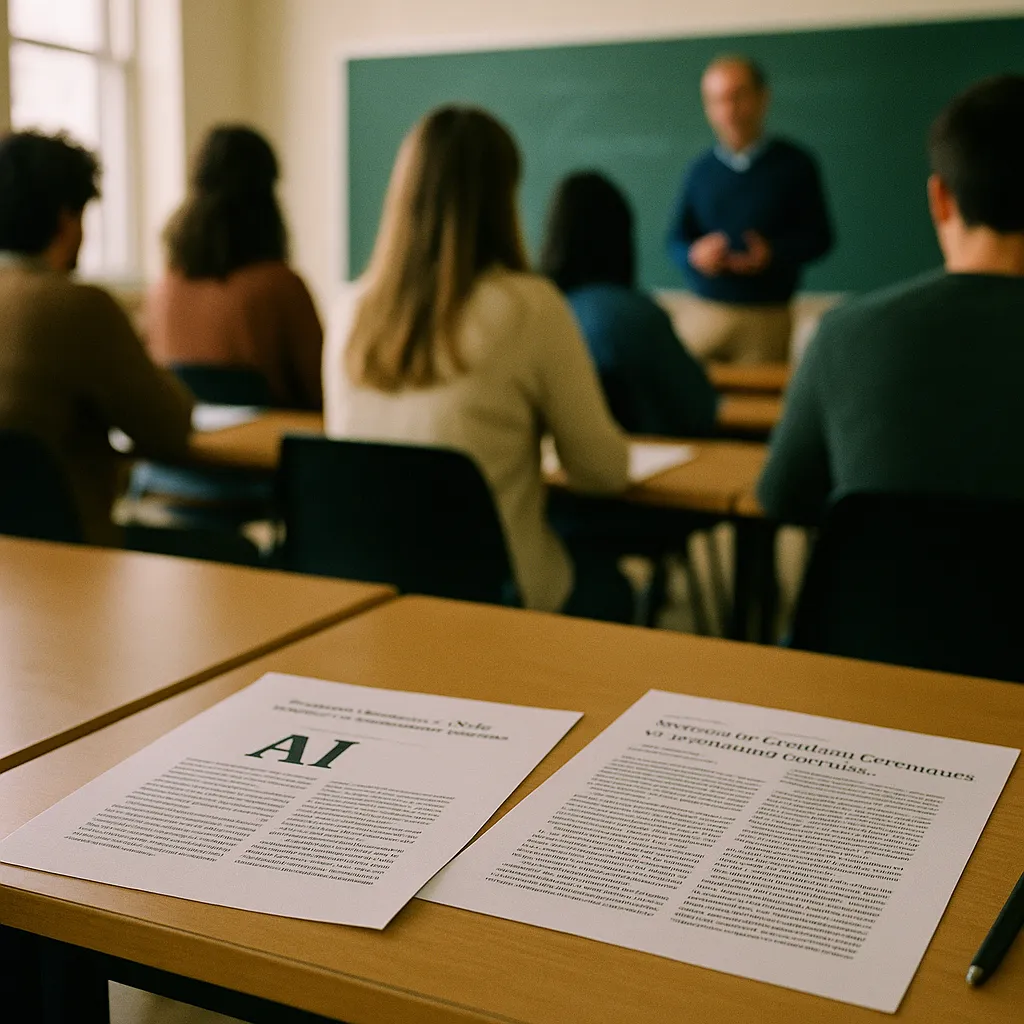 A university classroom featuring documents, related to Schools Turn to AI for Graduation Ceremonies With Mixed Resu