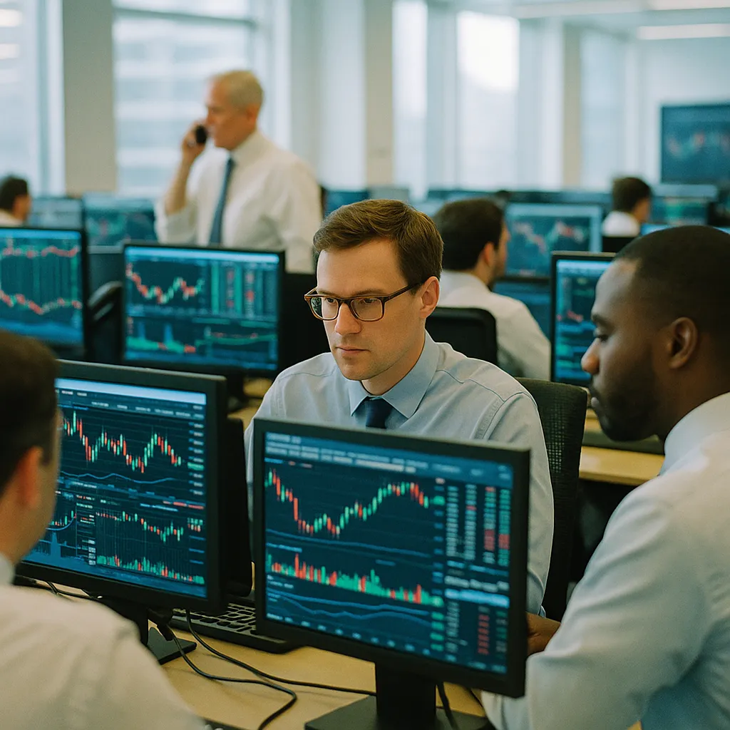 A financial trading floor related to Sierra AI Raises Nearly $1 Billion for Enterprise Customer-S
