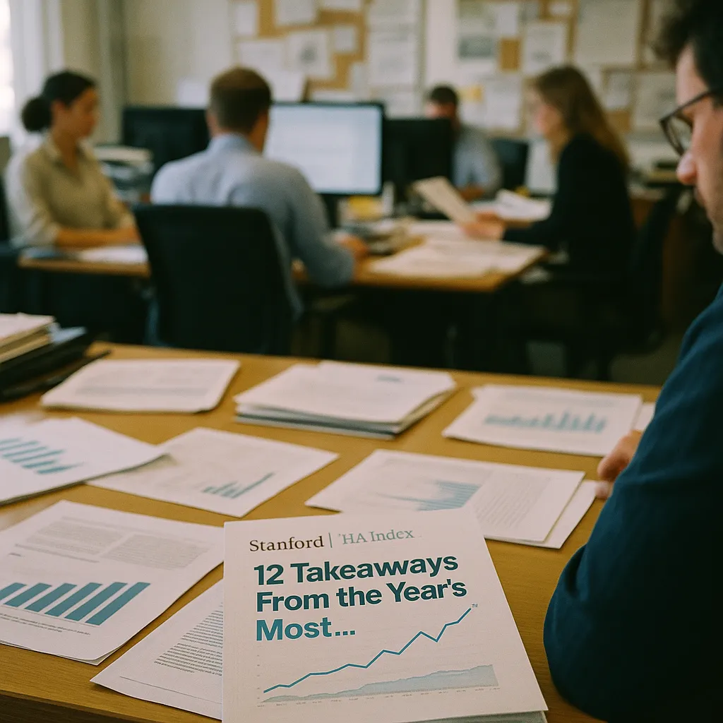 A newsroom featuring documents, field, related to Stanford HAI AI Index 2026: 12 Takeaways From the Year's Mos