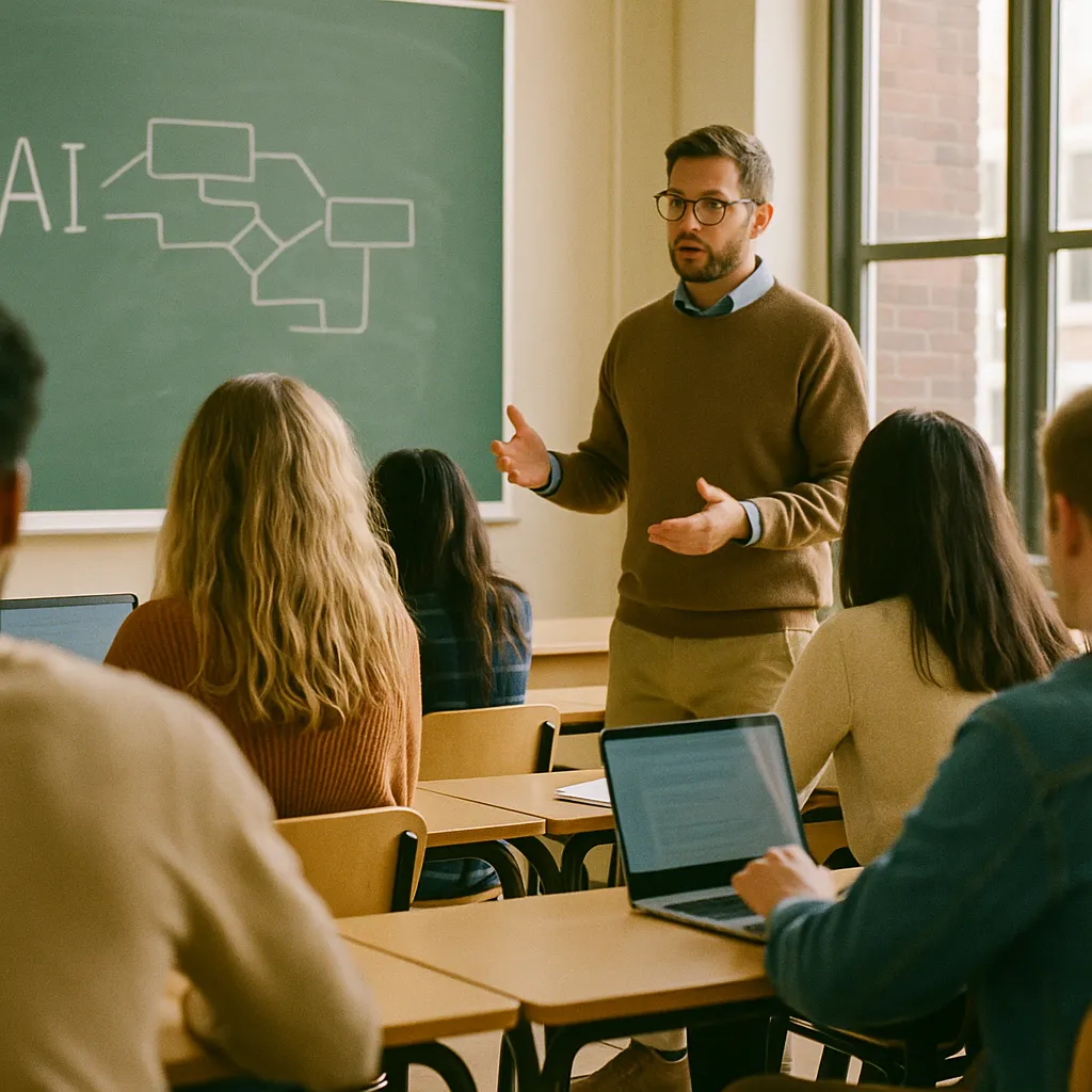 A university classroom related to Five States Move to Make AI Literacy a High School Graduatio