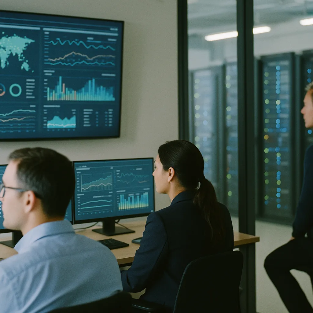 A network operations center featuring data centers, related to Telecom's AI-Native Network Push Runs Into Power Costs and U