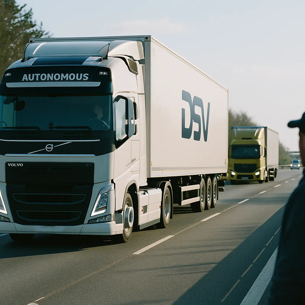 A highway featuring trucks, Vehicle, related to Volvo and DSV Begin Commercial Autonomous Trucking Between D
