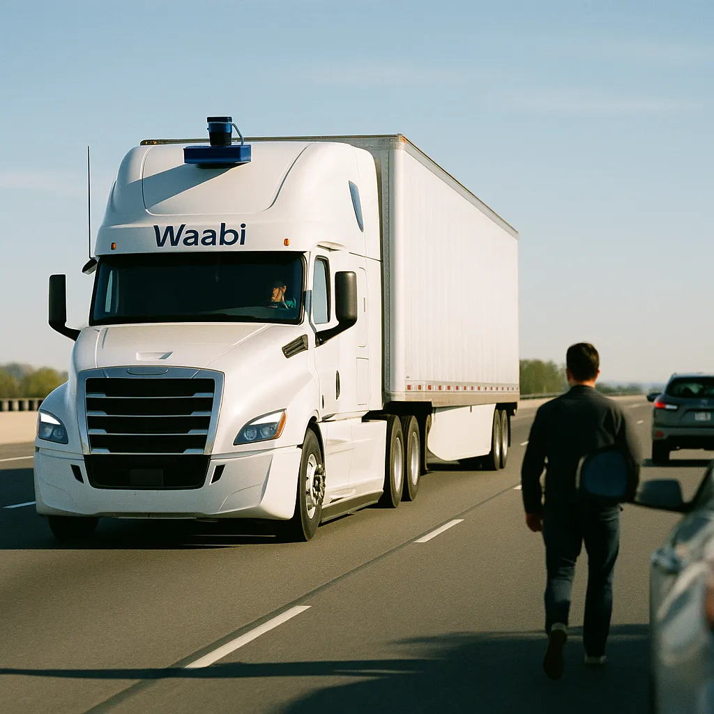 A Highway featuring truck, vehicle, related to Waabi Is Betting on Full Door-to-Door Autonomy While Its Riv