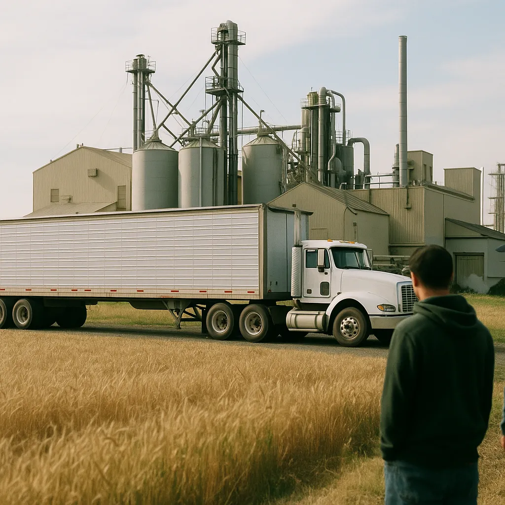 A factory featuring truck, fields, related to Washington Post Maps Every Job Sector's AI Exposure: White-C