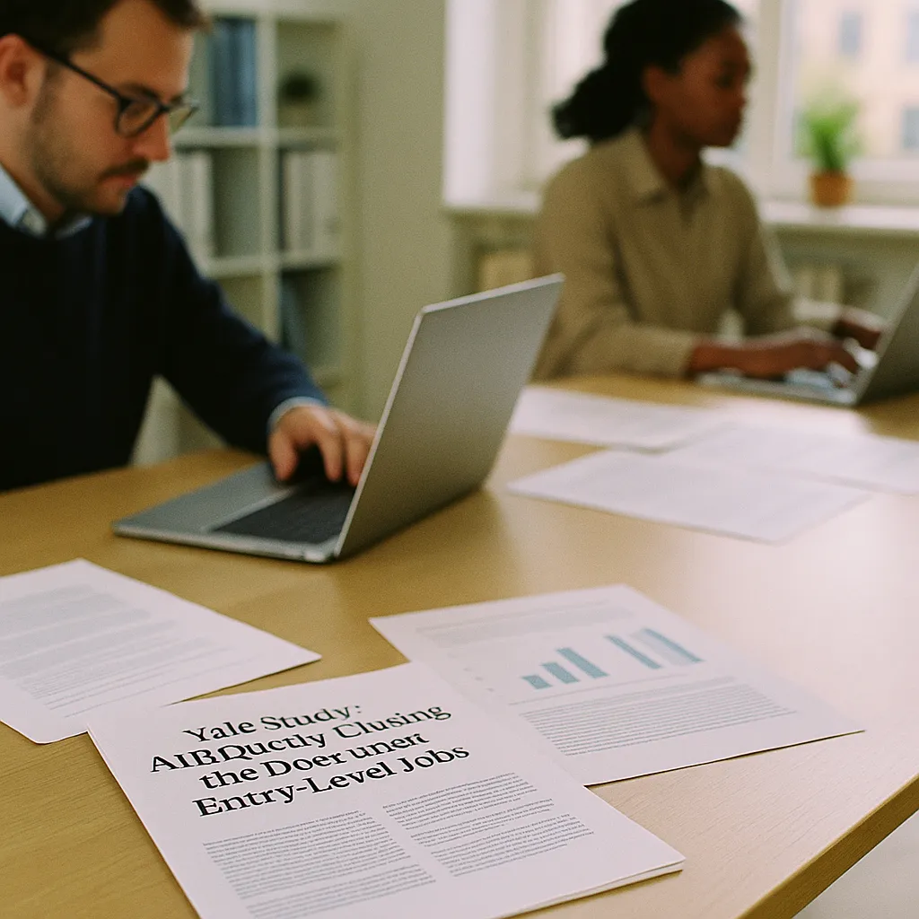 A modern workplace featuring document, documents, related to Yale Study: AI Is Quietly Closing the Door on Entry-Level Jo