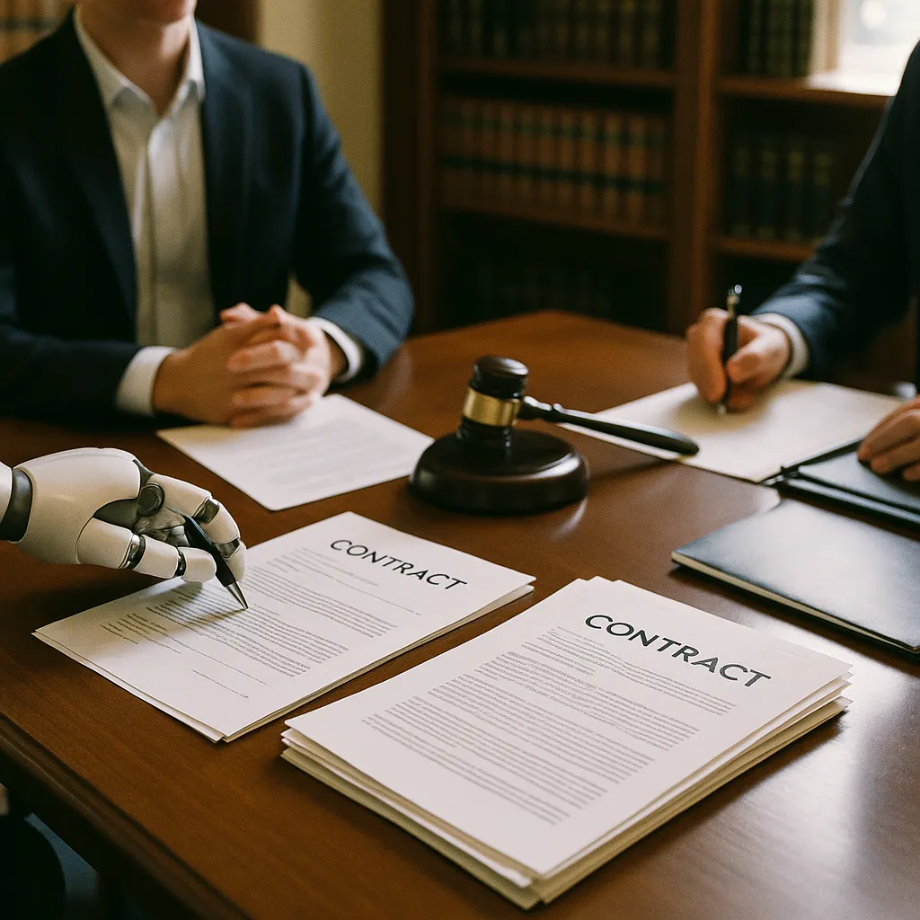 A law office featuring Contracts, contracts, related to AI Agents Are Signing Contracts and Booking Transactions. No