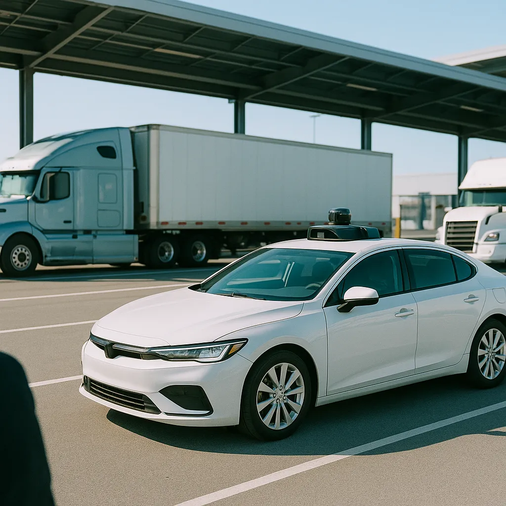 A transportation hub featuring vehicle, trucks, related to AI-Orchestrated Transportation Is Moving From Concept to Com