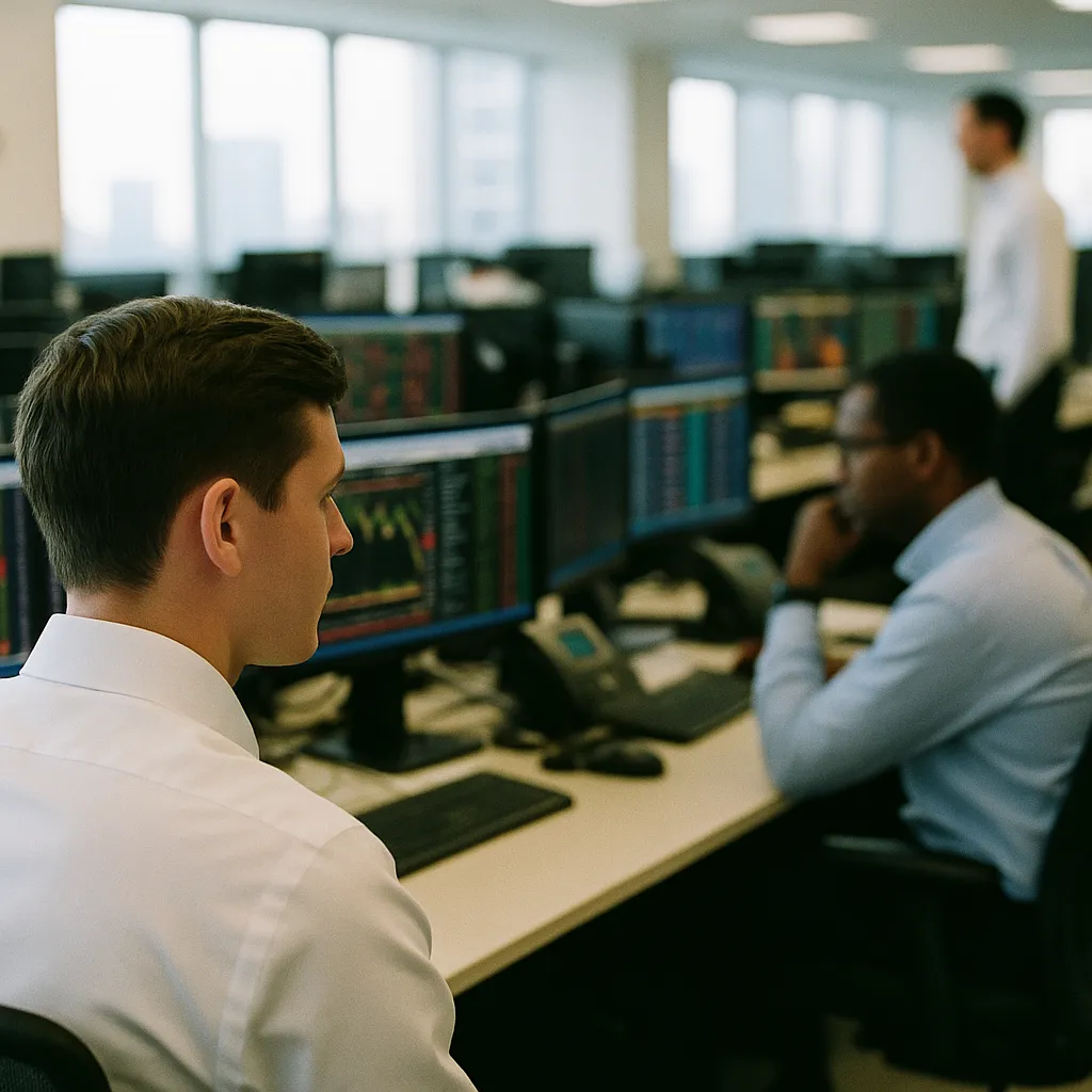 A financial trading floor related to Banks Are Quietly Cutting Junior Analyst Cohorts as AI Restr