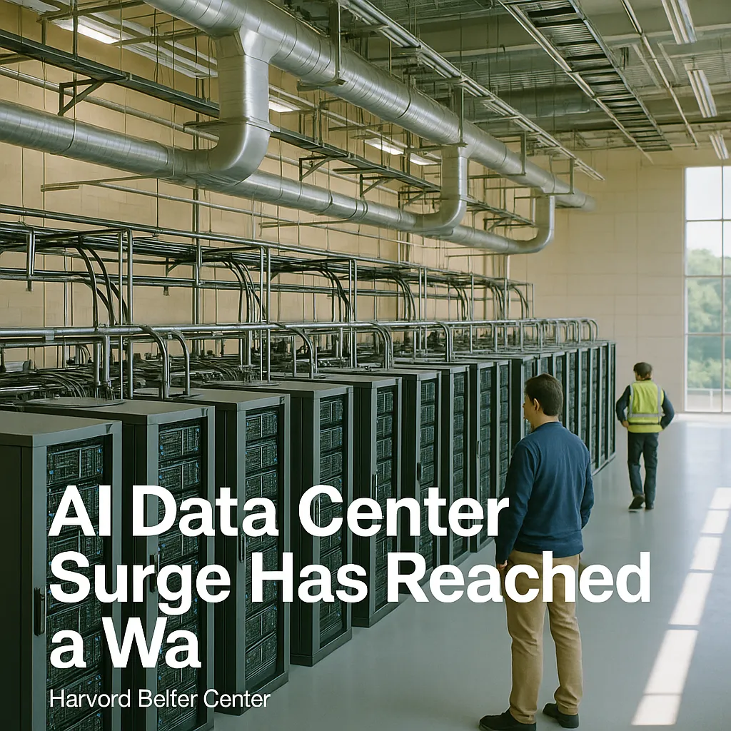 A data center featuring Data Center, data center, related to Harvard Belfer Center: AI Data Center Surge Has Reached a Wa from an unusual angle or perspective