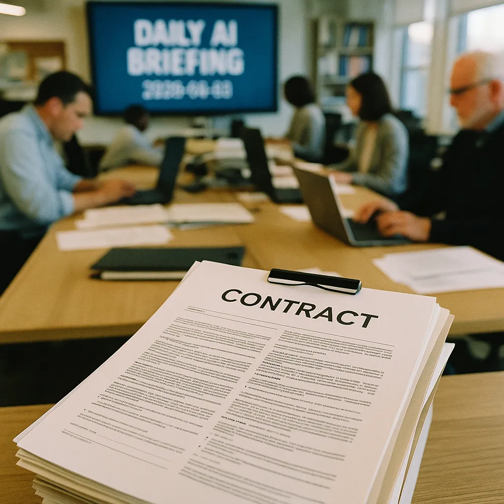 A newsroom featuring contracts, related to Daily AI Briefing — 2026-06-03 from an unusual angle or perspective