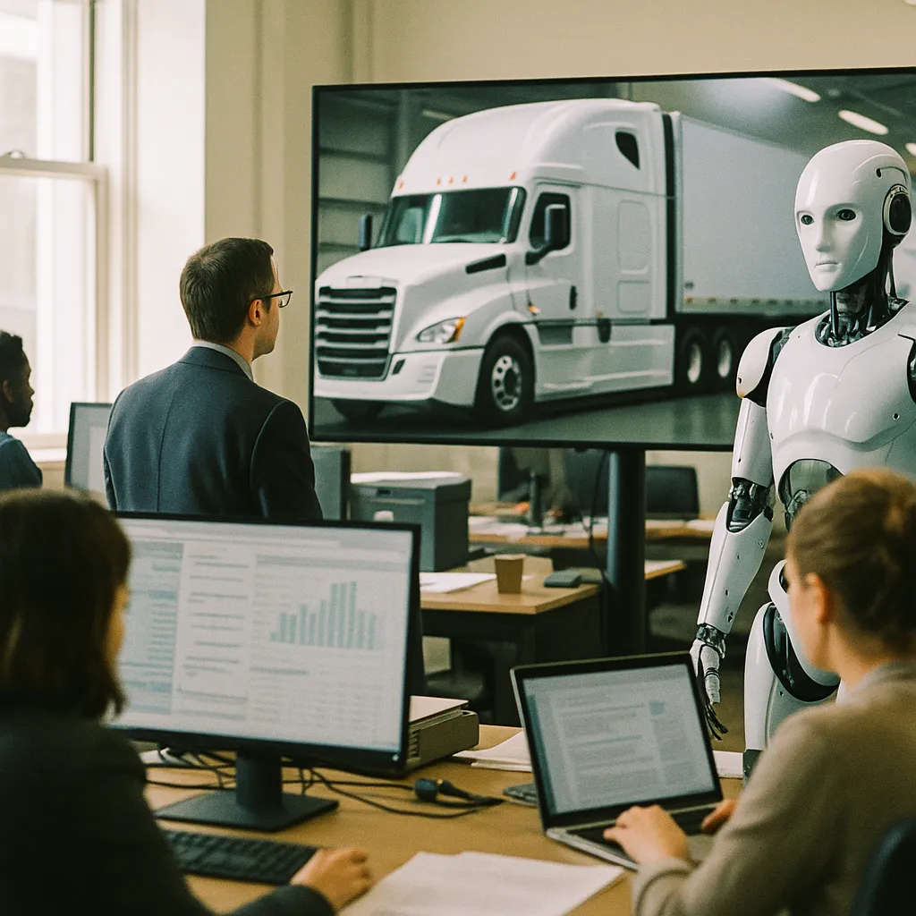 A newsroom featuring trucks, robots, related to Daily AI Briefing — 2026-06-10