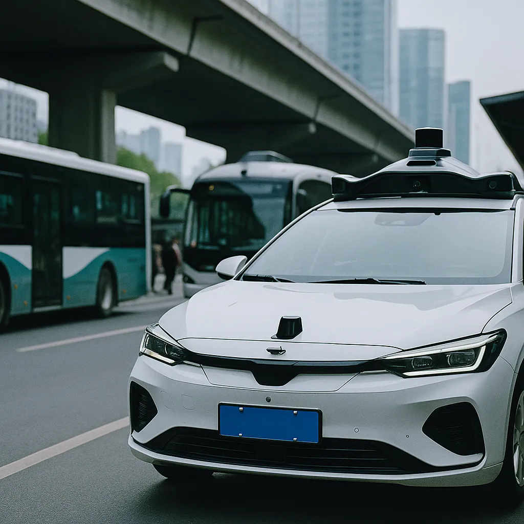A transportation hub featuring vehicle, vehicles, related to China Is Closing the Autonomous Vehicle Gap With the U.S. Fa from an unusual angle or perspective