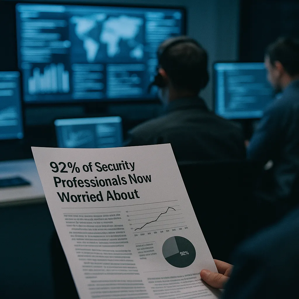 A cybersecurity operations center featuring documents, related to 92% of Security Professionals Now Worried About AI Agent Ove