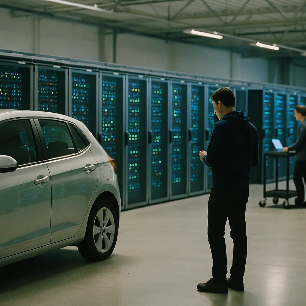 A data center featuring vehicles, data center, related to Ericsson's June 2026 Mobility Report: Agentic AI Could Tripl