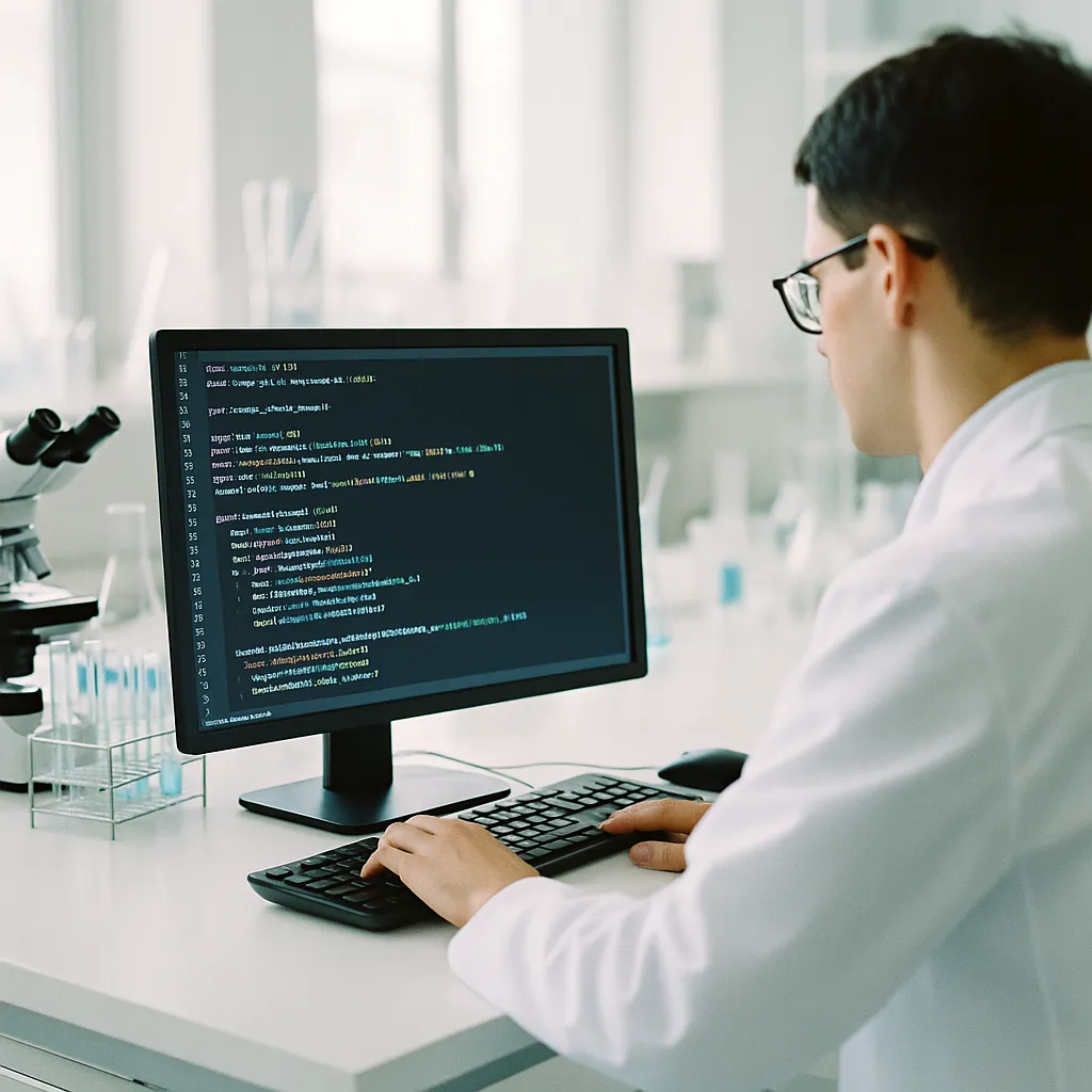 A research laboratory where a person is Coding related to Moonshot AI Open-Sources Kimi K2.7-Code — A 1-Trillion-Param
