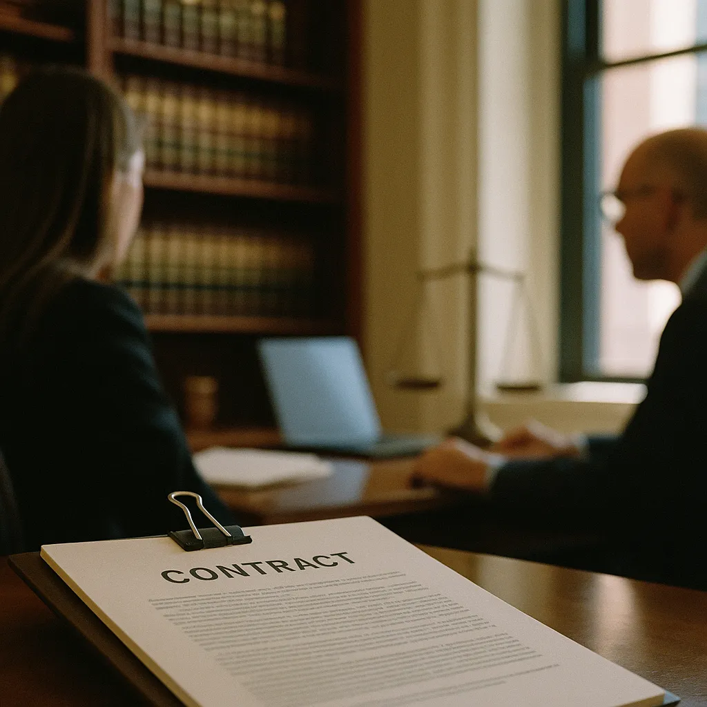 A law office featuring Contract, contract, related to Legal Tech Pulls $2.3 Billion in Q1 2026 as AI Contract Revi