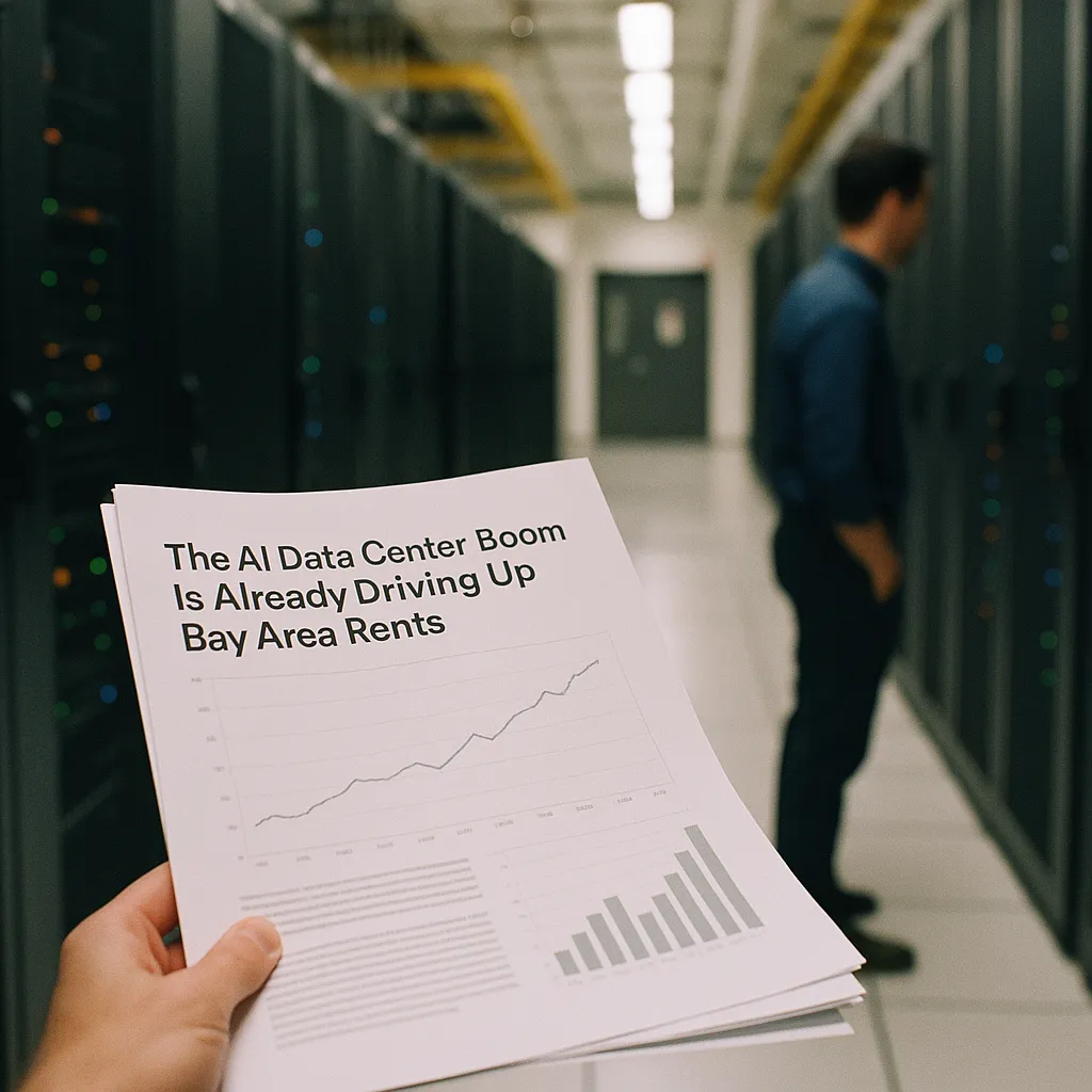 A data center featuring Data Center, Documents, related to The AI Data Center Boom Is Already Driving Up Bay Area Rents