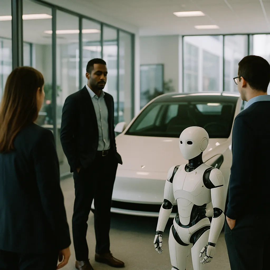 A modern corporate office featuring robot, car, related to a technology company Backs World-Model Startup Odyssey ML Wi