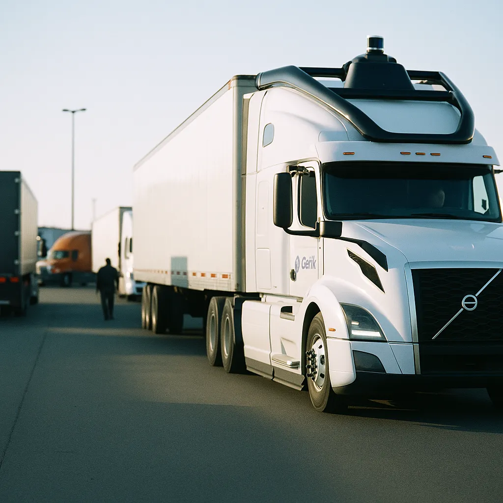 A transportation hub featuring Trucks, trucks, related to 41 Gatik Driverless Trucks Across Three States in the Larges