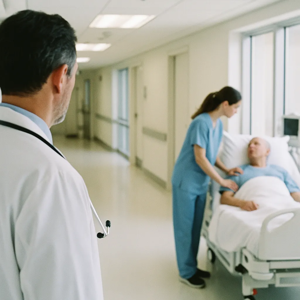 A hospital featuring patient, related to AI Is Saving Clinicians 16 Working Days a Year — But 70% Lac from an unusual angle or perspective
