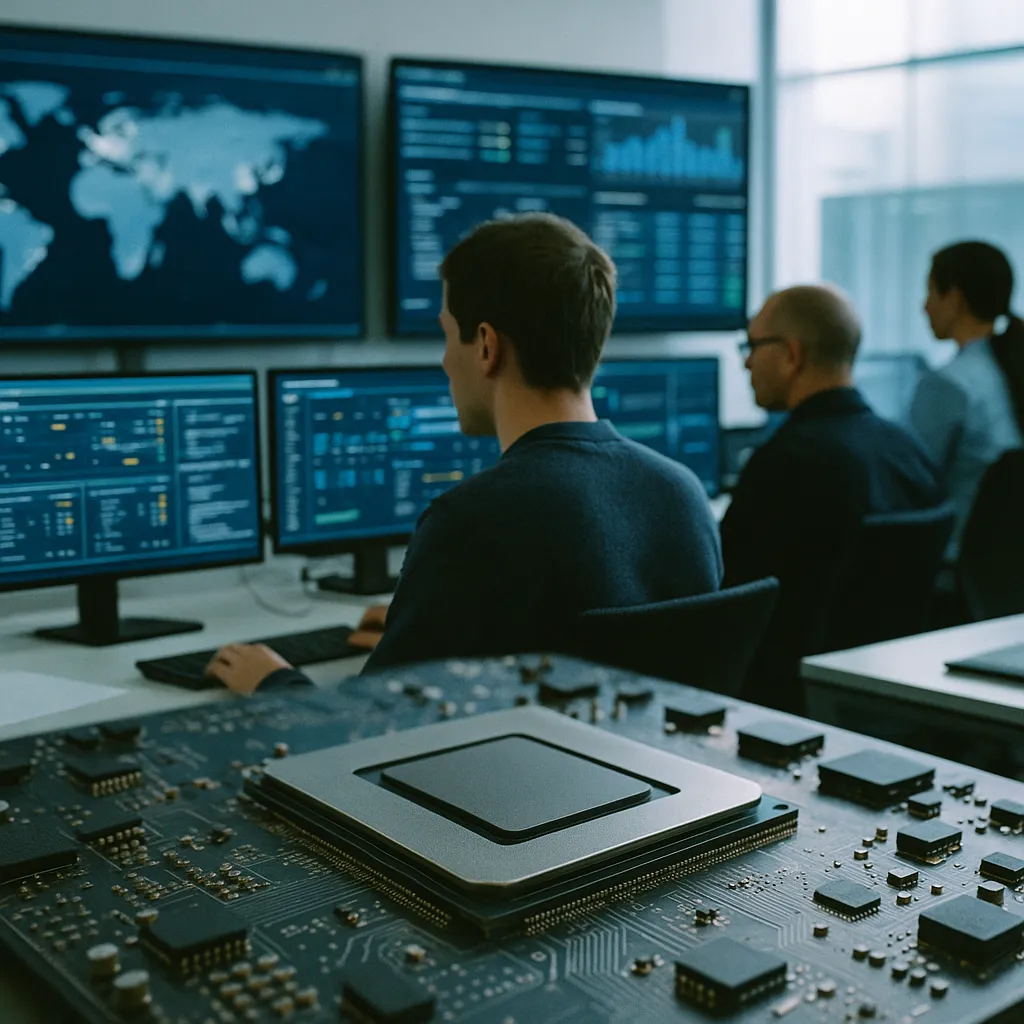 A network operations center featuring chip, data centers, related to a technology company Declares 2026 'Year of the Agent' and L
