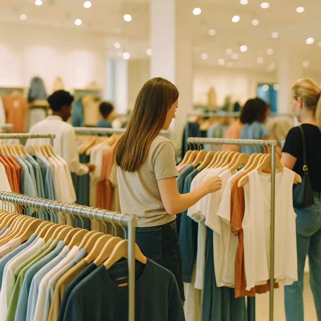 A retail store featuring racks, related to Consumers Are Outrunning Retailers on AI Shopping Tools