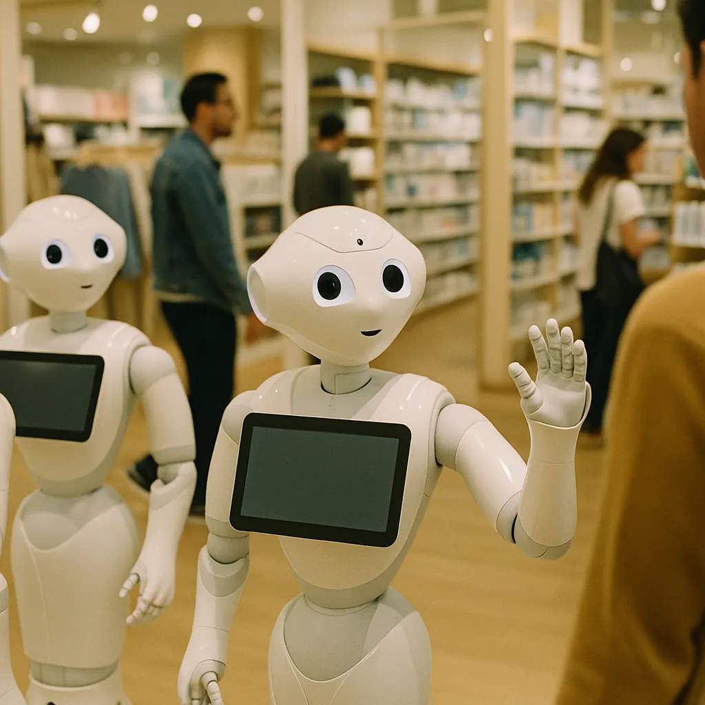 A retail store featuring robots, related to Retailers Are Pushing Back Against AI Shopping Tools That Gi