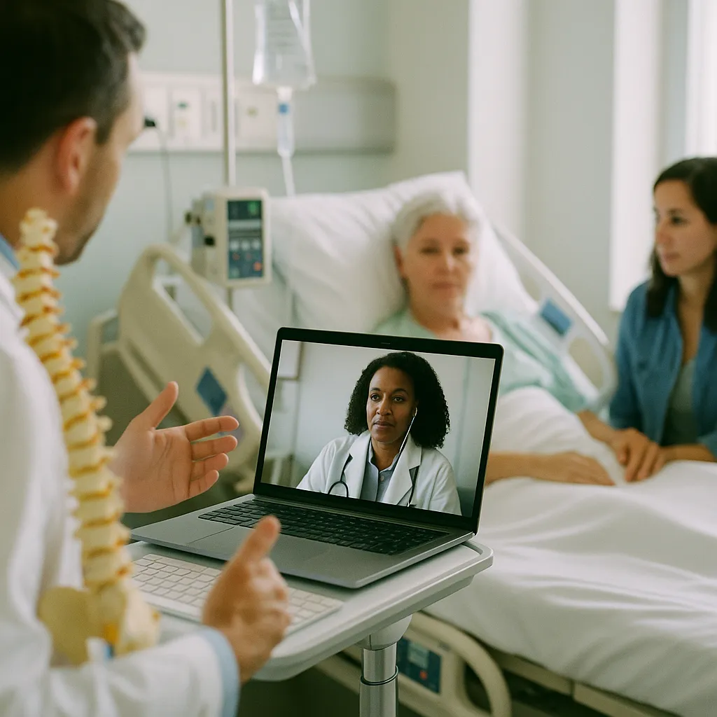 A hospital featuring Patient, patient, related to AI-Augmented Telehealth Is Improving Patient Outcomes — and 