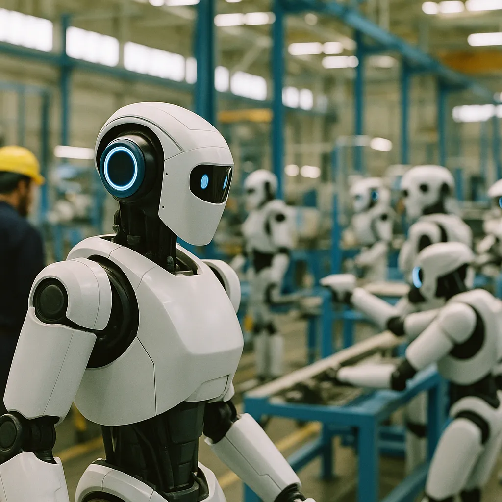 A factory featuring Robot, robots, related to Standard Bots Raises $200 Million, Hits $1 Billion Valuation