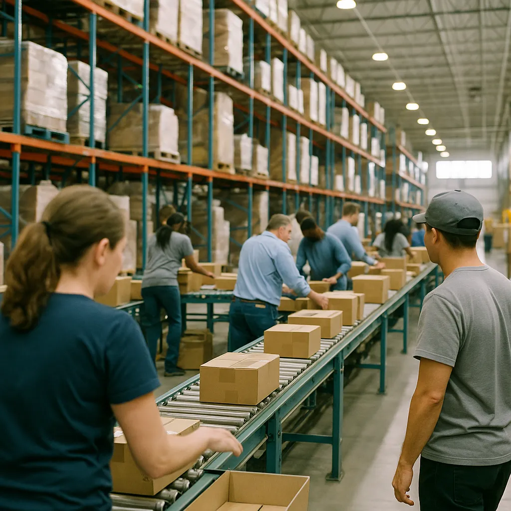 A warehouse featuring assembly line, warehouse, related to The Washington Post's AI Job Exposure Map Reveals Who Is Act