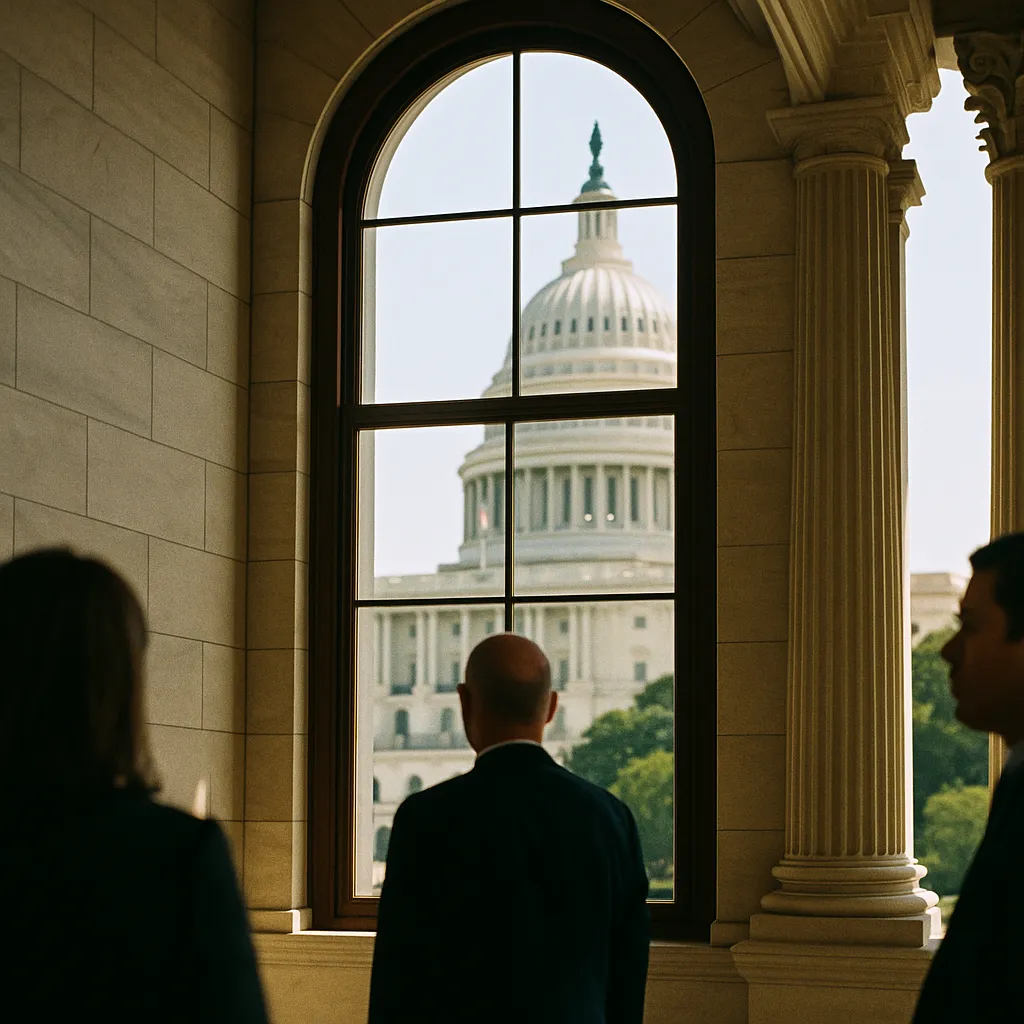 A government building interior featuring field, related to White House and Congress Are Trading Federal AI Preemption f from an unusual angle or perspective