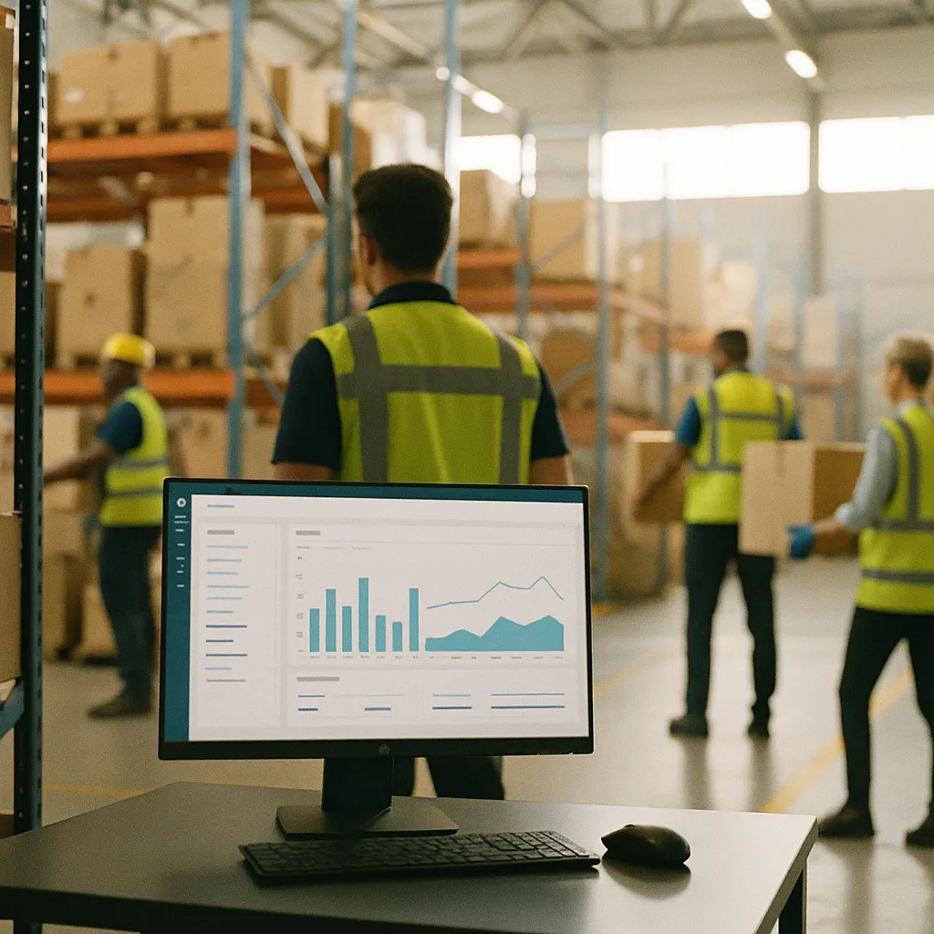 A warehouse featuring warehouse, monitor, related to a technology company Opens Seller Central APIs to External A