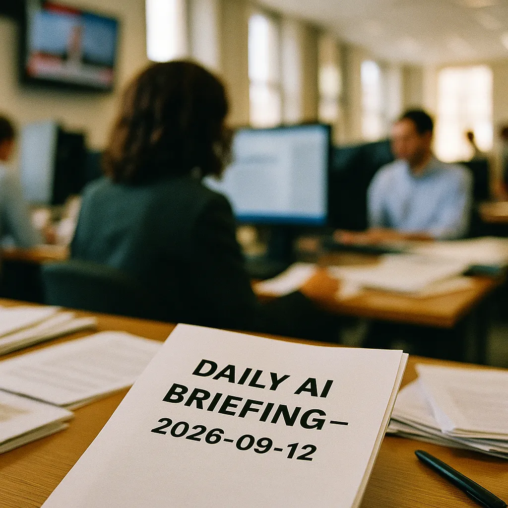 A newsroom featuring document, related to Daily AI Briefing — 2026-09-12