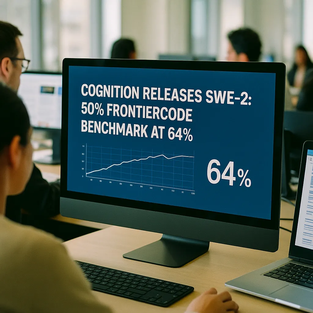 A newsroom featuring interface, related to Cognition Releases SWE-2: 50% FrontierCode Benchmark at 64% 