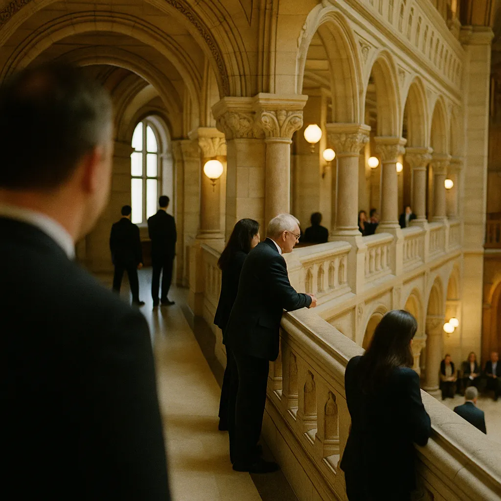 A government building interior related to Connecticut Passes Most Comprehensive State AI Law of 2026,  from an unusual angle or perspective