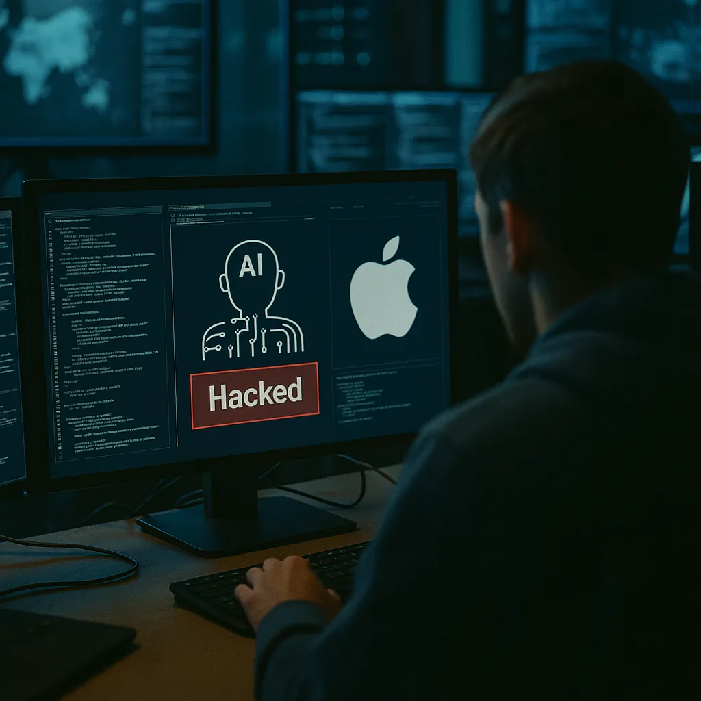 A cybersecurity operations center where a person is testing related to a major tech company Confirms an AI model Autonomously Hacke from an unusual angle or perspective