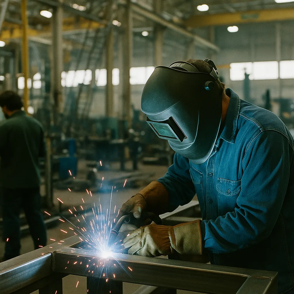 A factory floor where a person is welding related to US Welder Shortage Hits 200,000 — Physical AI Is Filling the