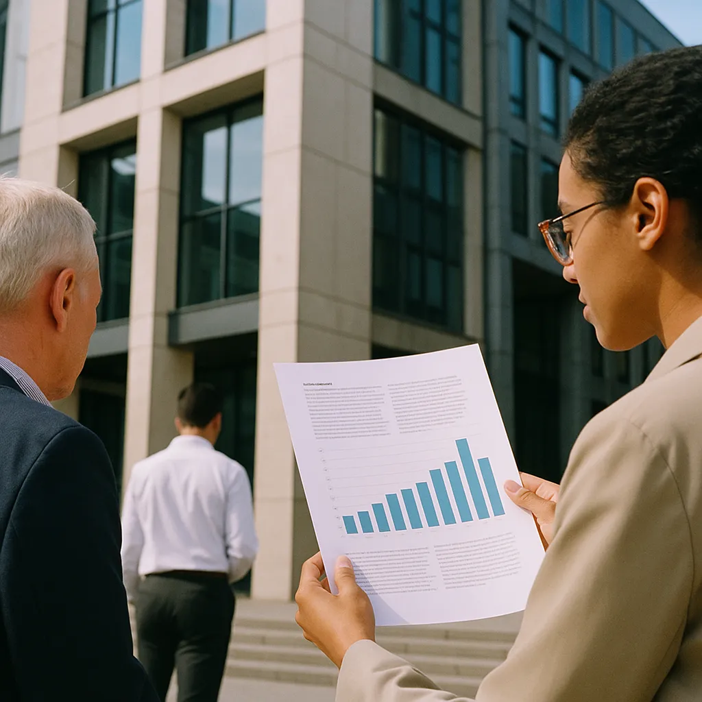 A modern building exterior featuring documents, document, related to Two-Thirds of Construction Firms Now Use AI, But Most Are St