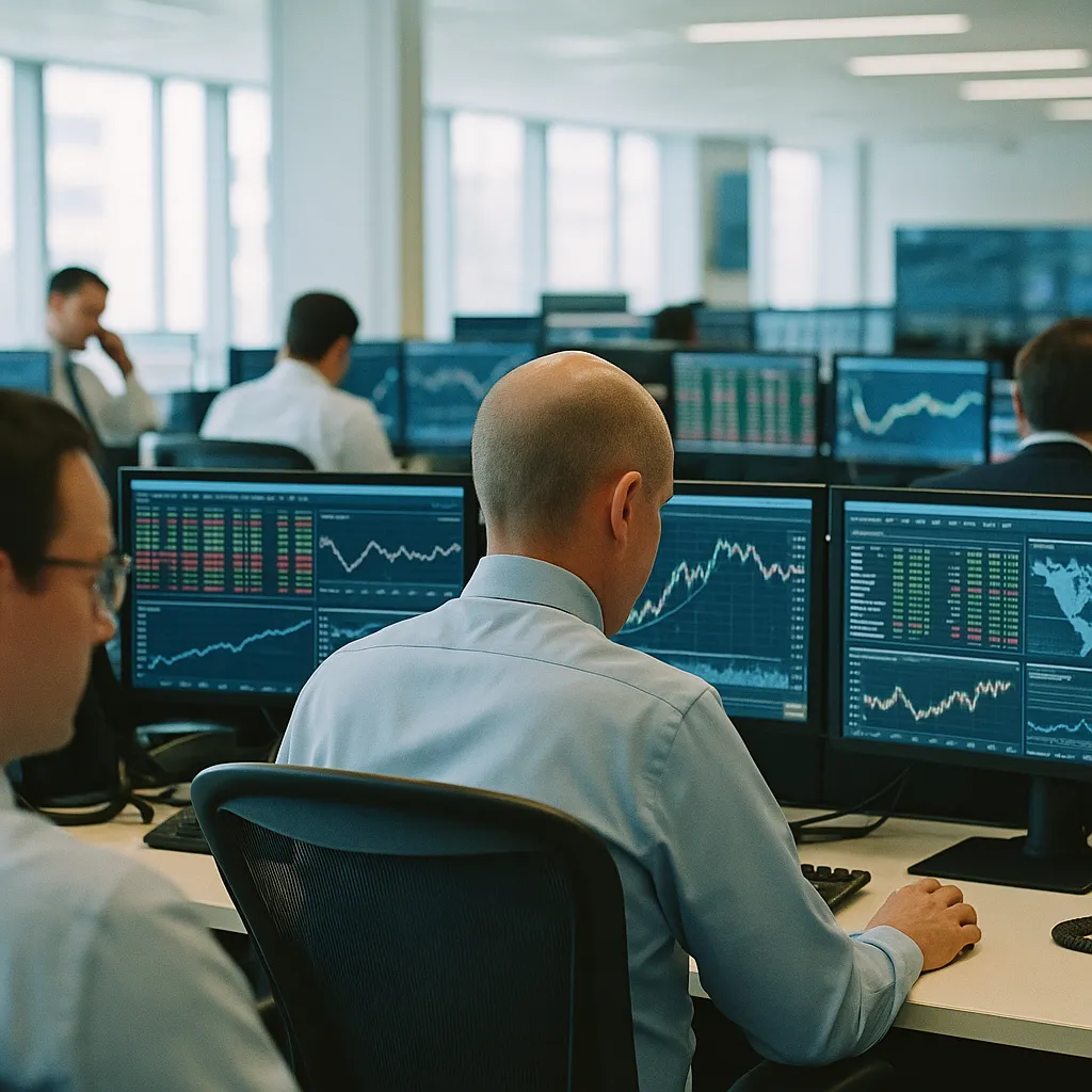 A financial trading floor related to S&P Global: Banks' AI Maturity Will Soon Affect Their Credit
