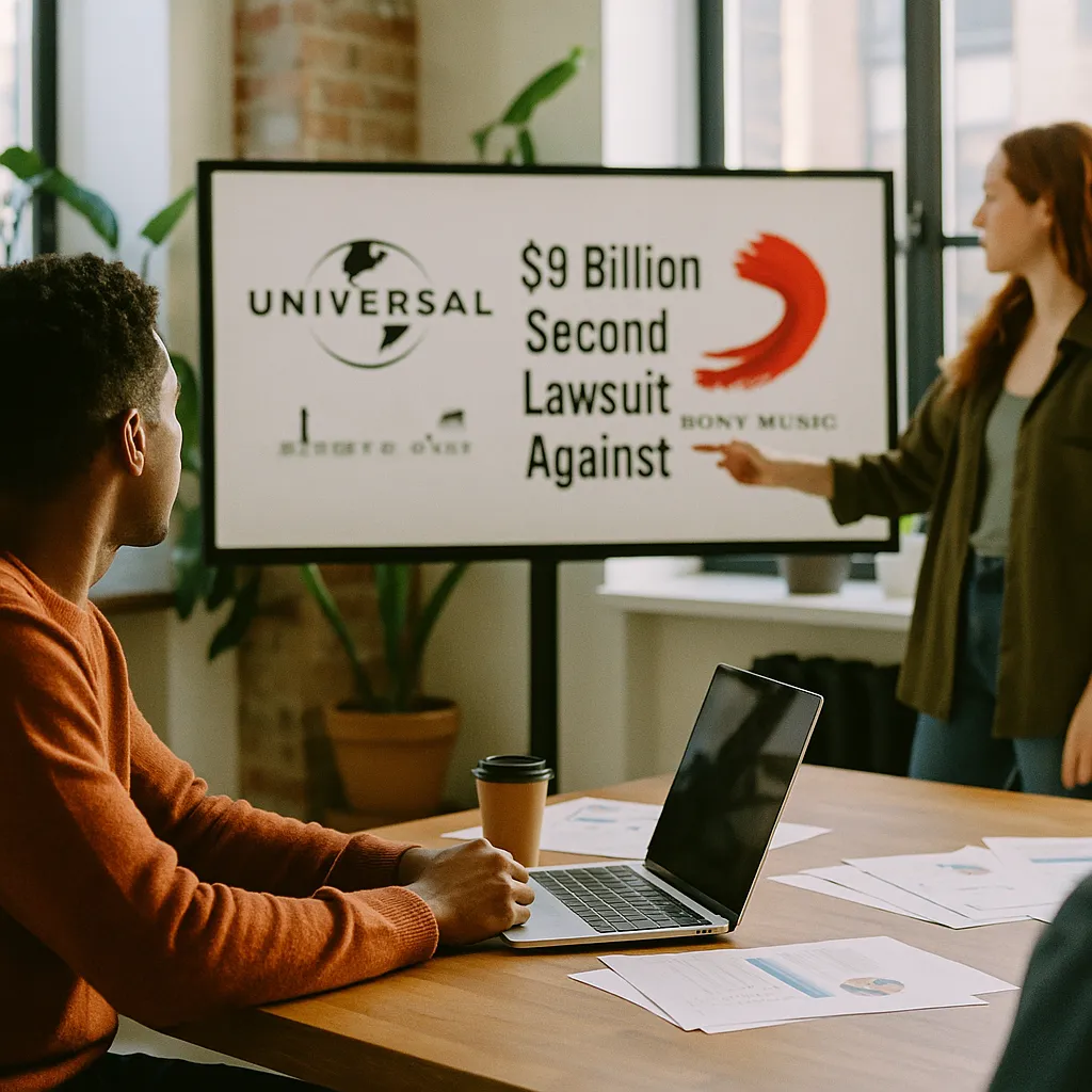 A creative studio where a person is training related to UMG and Sony Music File $9 Billion Second Lawsuit Against Su