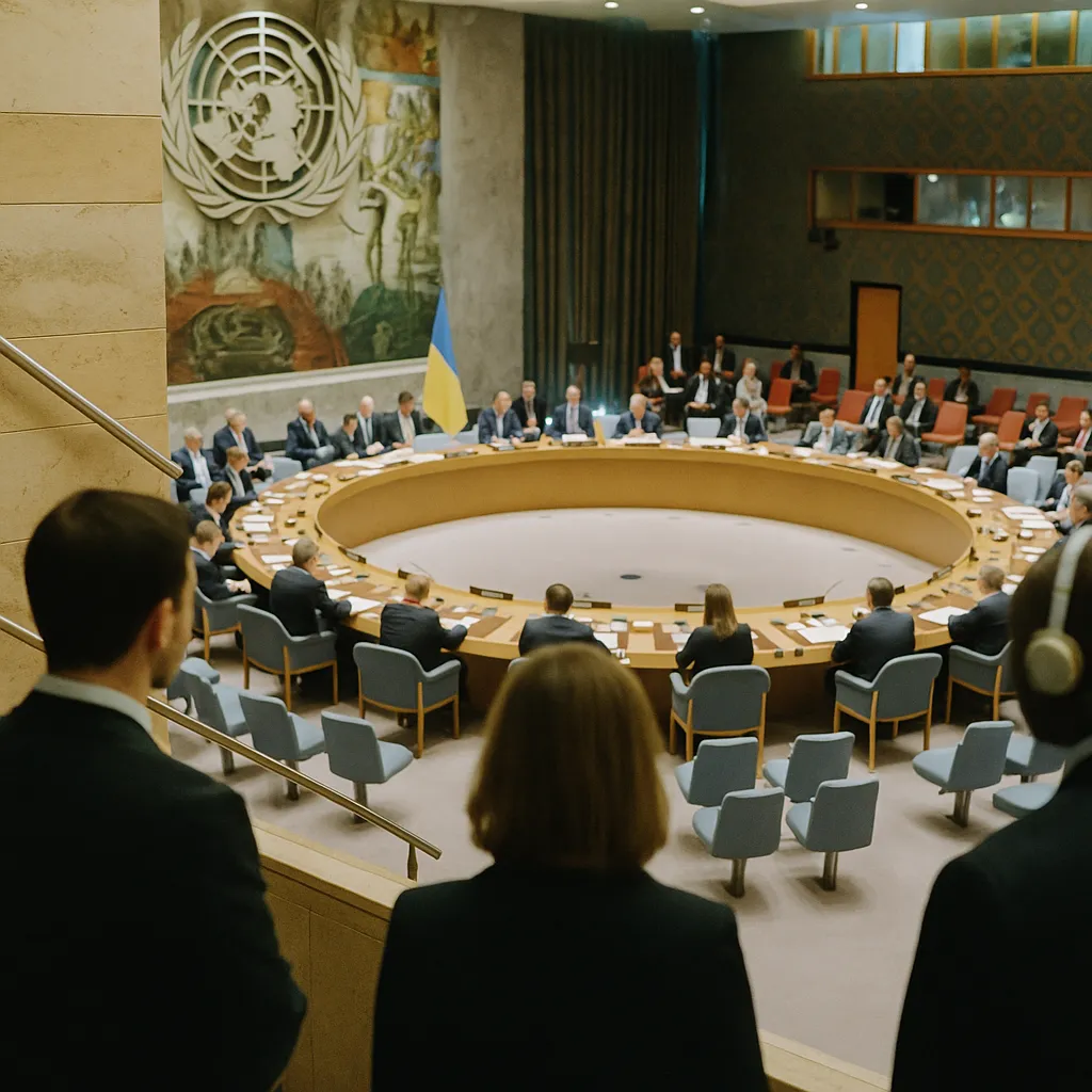 A government building interior related to UN Security Council Convenes First-Ever Joint Session With U from an unusual angle or perspective