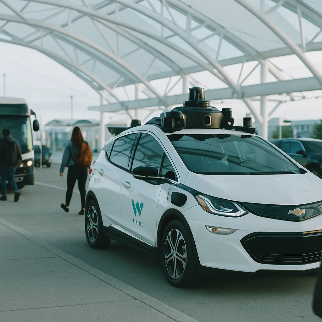 A transportation hub featuring vehicles, vehicle, related to Paid Robotaxi Rides in Denver, San Diego, and Tampa — Now Op