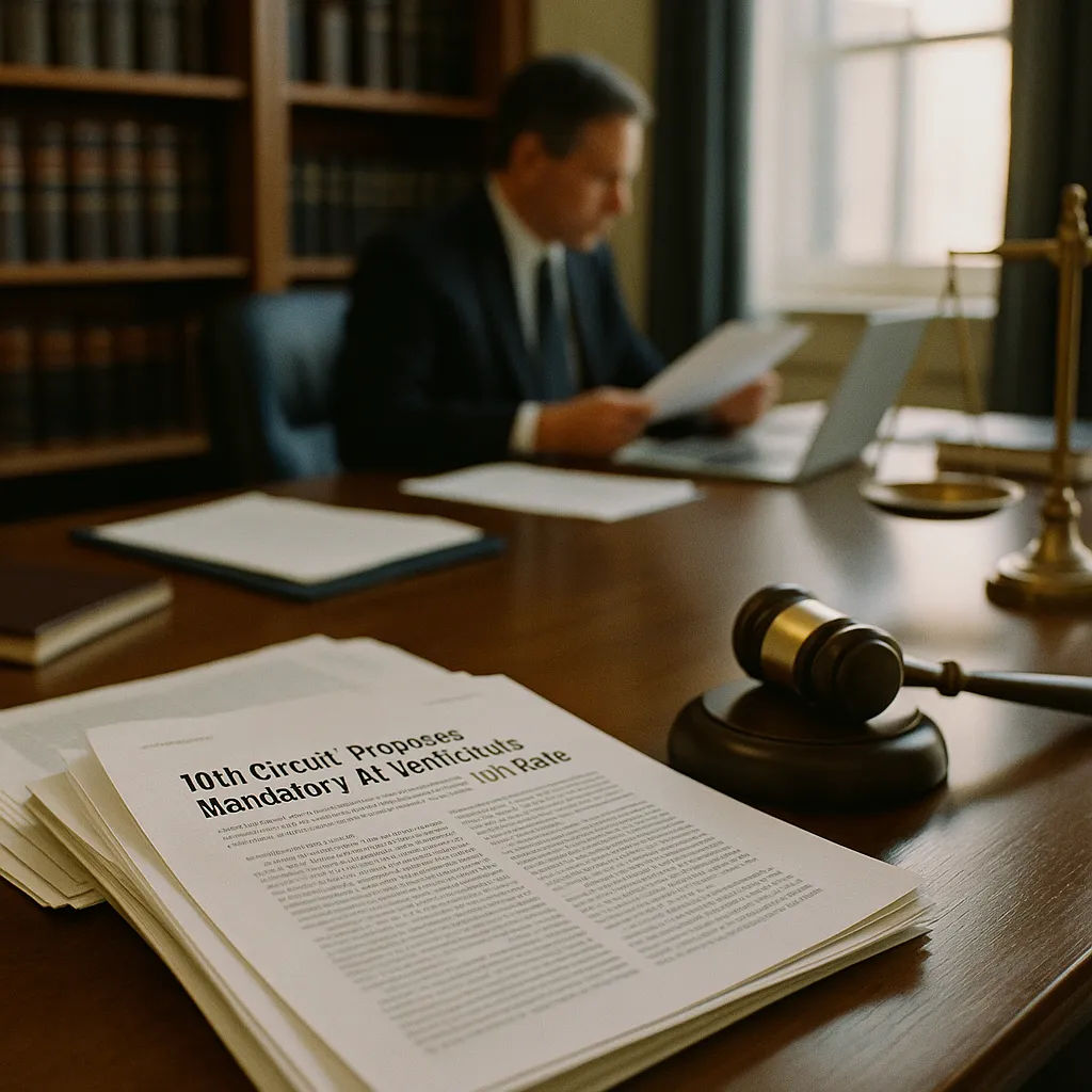 A law office featuring documents, related to 10th Circuit Proposes Mandatory AI Verification Rule for Cou