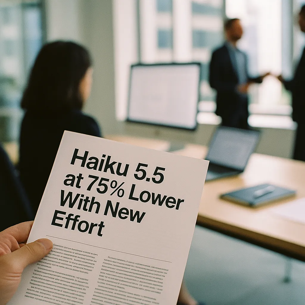 A modern corporate office featuring document, related to an AI assistant Haiku 5.5 at 75% Lower Cost With New Effort 