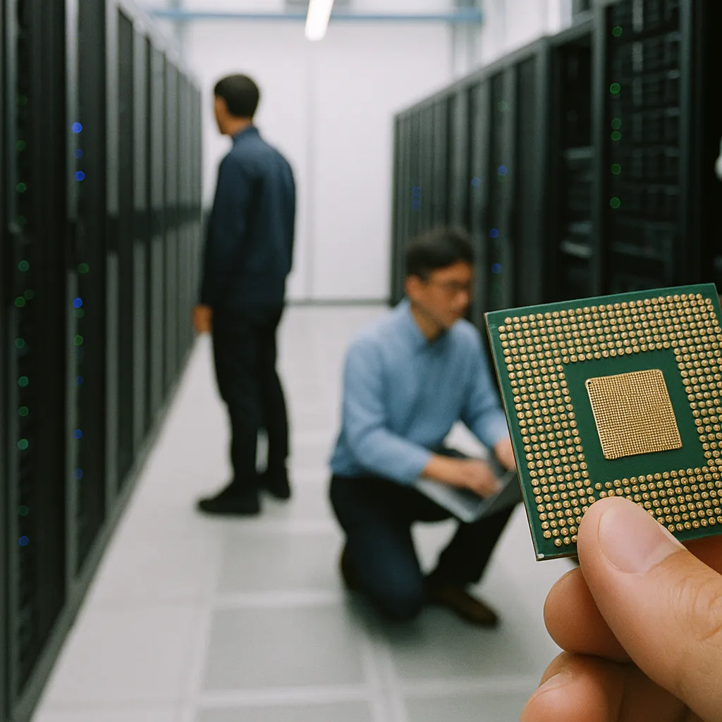 A data center featuring data center, chip, related to as AI Chip Demand Lifts Japan, South Korea, and Taiwan PMI from an unusual angle or perspective